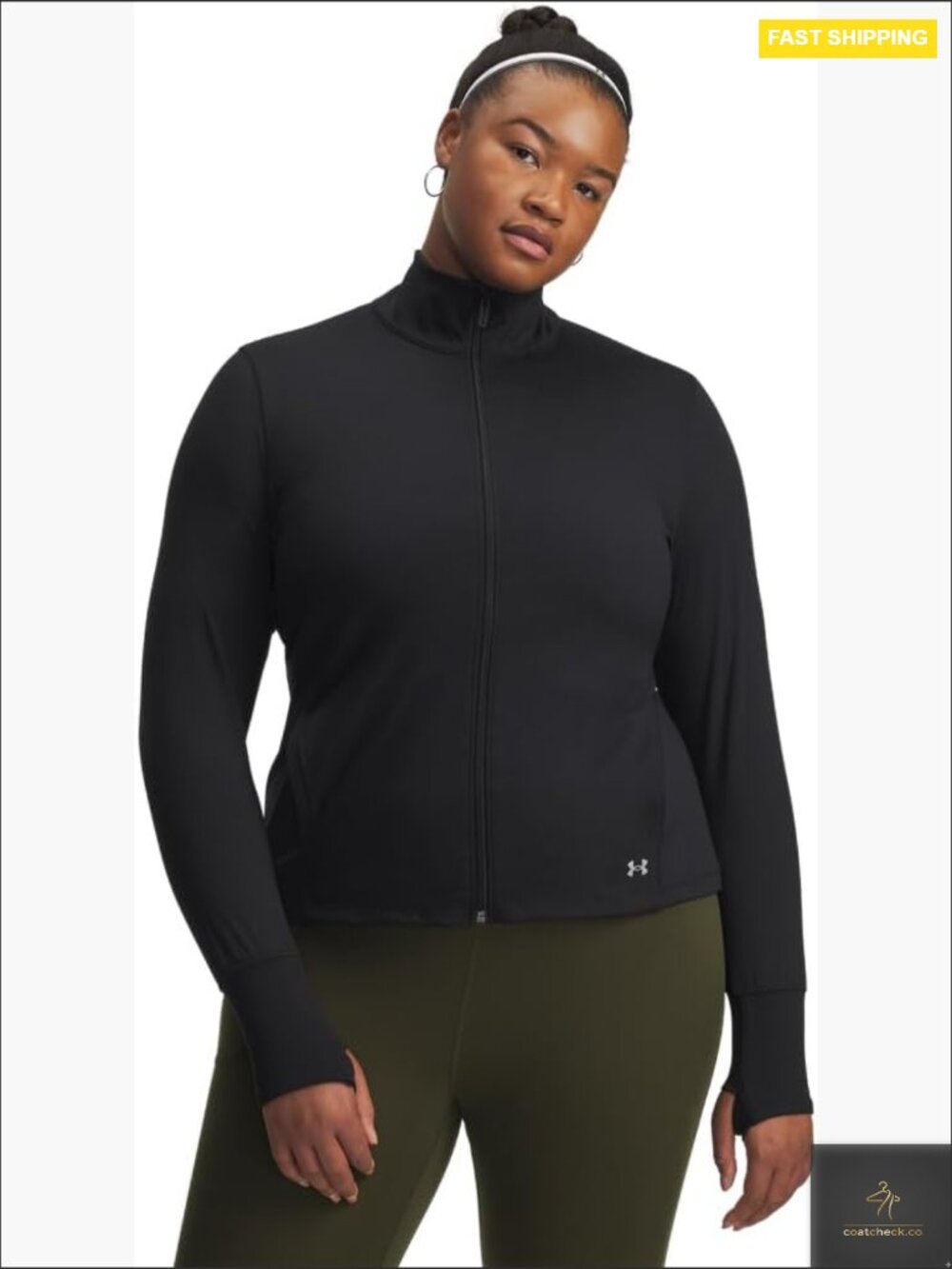 Full Zip Jacket Lightweight Classic Fit 4-Way Stretch Breathable Thumbholes